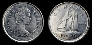 Kanada, 10 Cents 1989, KM 77.2 Stan I