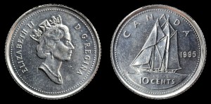 Kanada, 10 Cents 1995, KM 183, Stan I