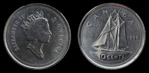 Kanada, 10 Cents 1996, KM 183, Stan I