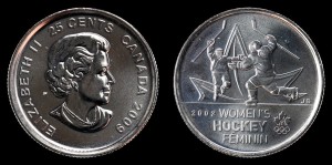 Kanada, 25 Cents 2009, KM 1064, Hokej Kobiet, Stan I 