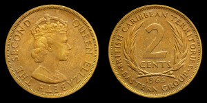 Karaiby Wschodnie Brytyjskie, 2 cents km 3, stan III