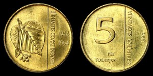 Słowenia, 5 Tolarjev 1994 50 lat Banku Słoweni, KM 15, Stan I 