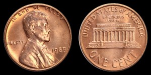  USA, 1 Cent 1965, KM 201, stan II