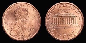  USA, 1 Cent 2002, KM 201b, stan I-
