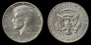 USA, 1/2 Dollar Ag 1964 J. F. Kennedy, KM 202, stan I