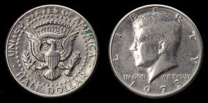 USA, 1/2 Dollar 1973D J. F. Kennedy, KM 202b, stan I