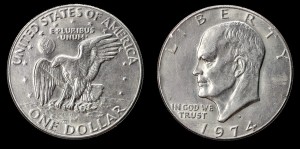 USA, 1 Dollar 1974D Eisenhower, KM 203, stan I-