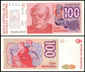 ARGENTYNA, 100 AUSTRALES (1985-1989), seria A, Pick 327a