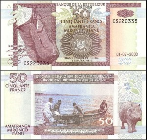 BURUNDI, 50 FRANCS 2003 Pick 36d