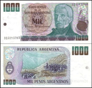 ARGENTYNA, 1000 PESOS ARGENTINOS (1983-85), ser. D, Pick 317b