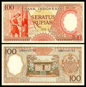 INDONEZJA, 100 RUPIAH 1958 Pick 59