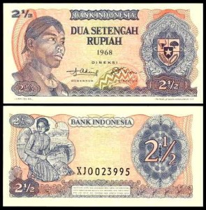 INDONEZJA, 2 1/2 RUPIAH 1968 Pick 103a