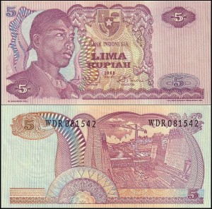 INDONEZJA, 5 RUPIAH 1968 Pick 104a
