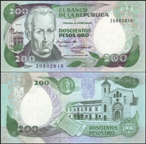 KOLUMBIA, 200 PESOS ORO 1.11.1984 Pick 429b