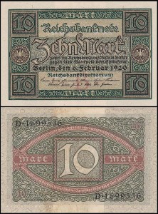 NIEMCY, 10 MAREK 1920, litera B, Pick 67a