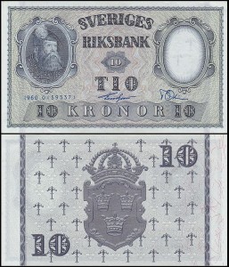 SZWECJA 10 KRONOR 1960, podpisy nienot. W banknote.ws,  Pick 43h