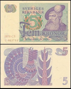 SZWECJA 5 KRONOR 1978, litera CS po dacie Pick 51d
