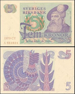 SZWECJA 5 KRONOR 1979, litera CY po dacie Pick 51d