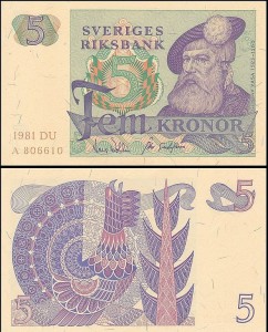 SZWECJA 5 KRONOR 1981, litera DU po dacie Pick 51d