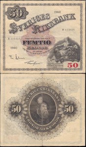 SZWECJA 50 KRONOR 1960, podpisy nienot. w banknote.ws, Pick 47b