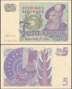 SZWECJA 5 KRONOR 1978, litera AV po dacie Pick 51d