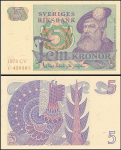 SZWECJA 5 KRONOR 1978, litera CV po dacie Pick 51d