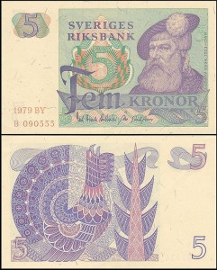 SZWECJA 5 KRONOR 1979, litera BY po dacie Pick 51d