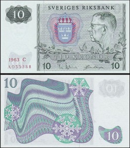 SZWECJA 10 KRONOR 1963, litera C po dacie Pick 52a