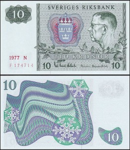 SZWECJA 10 KRONOR 1977, litera N po dacie Pick 52d