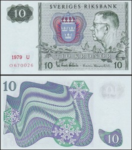 SZWECJA 10 KRONOR 1979, litera U po dacie Pick 52d