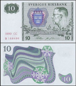SZWECJA 10 KRONOR 1990, litera CC po dacie Pick 52e