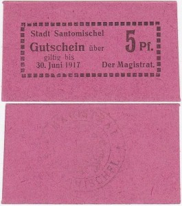 ZANIEMYŚL - SANTOMISCHEL 5 FENIGÓW do 30.VI.1917, czerwony