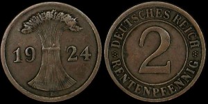 Niemcy, 2 Fenigi Rep. Weimarska różne roczniki, KM 31, Stan III