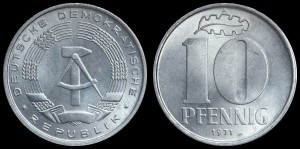 Niemcy-NRD, 10 Fenigów różne roczniki, KM 10, Stan I