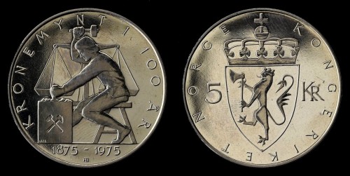 norwegia 5 kroner 1975 100 lat korony km 421.jpeg