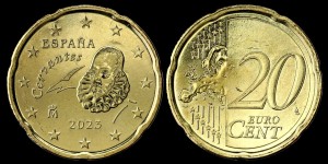 Euro-Hiszpania, 20 Cents 2023 Portret Cervantesa, KM 1148, stan I  
