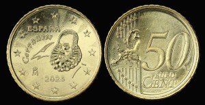 Euro-Hiszpania, 50 Cents 2023 Portret Cervantesa, KM 1149, stan I   