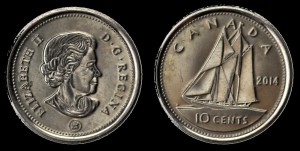 Kanada, 10 Cents 2014, KM 492, stan I