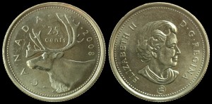 Kanada, 25 Cents 2008, KM 493, stan I