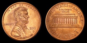  USA, 1 Cent 2001D, KM 201b, Stan I
