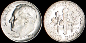 USA, 10 Cents, Roosevelt, Ag, KM 195, Stan II