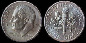USA, 10 cents 2016D Roosevelt, KM 195a, stan I