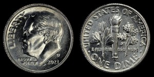  USA, 10 cents 2021D Roosevelt, KM 195a, stan I