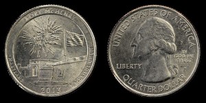  USA, 25 Cents 2013 P Fort Mc'Henry - Maryland, KM 545, stan I 
