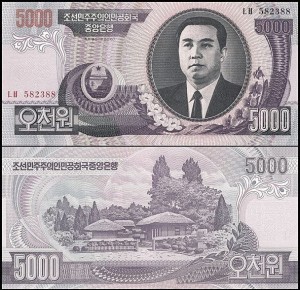 KOREA PÓŁNOCNA, 5000 WON 2002 Pick 46b