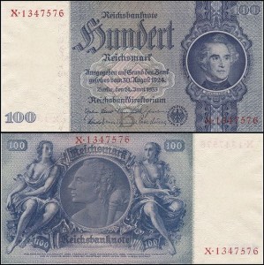 NIEMCY, 100 REICHSMARK 1935, litera B, prefix X, Pick 183a