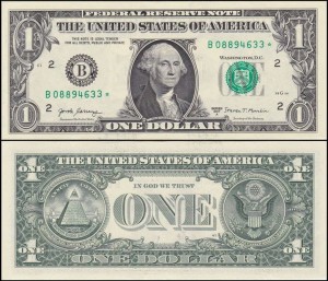 STANY ZJEDNOCZONE 1 DOLLAR 2017A, B - New York, zastępczy *, Pick 544r