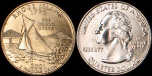 USA, 25 Cents 2001 P, KM 320, Rhode Island, stan I
