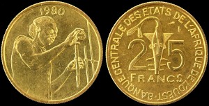 Afryka Zachodnia, 25 Francs 1980, KM 9, FAO