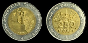 Afryka Zachodnia, 250 Francs 1993, KM 13